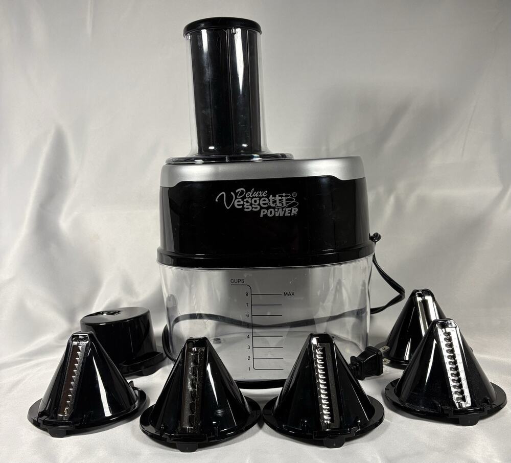 Veggetti Deluxe Power 6-in-1 Electric Spiralizer, 6 Blades, Black/Silver